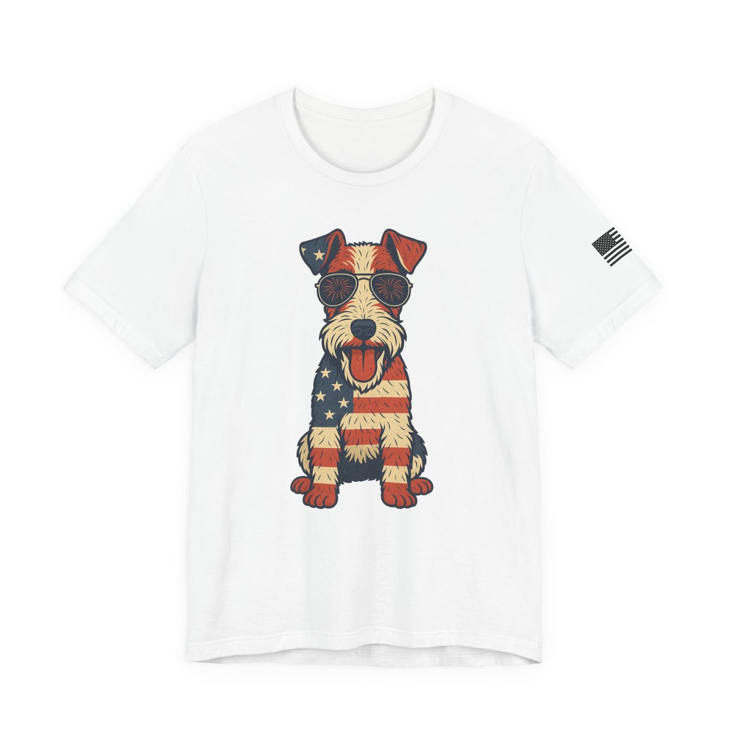 Patriotic Wire Fox Terrier Dog Tee - Unisex Jersey Short Sleeve T-Shirt
