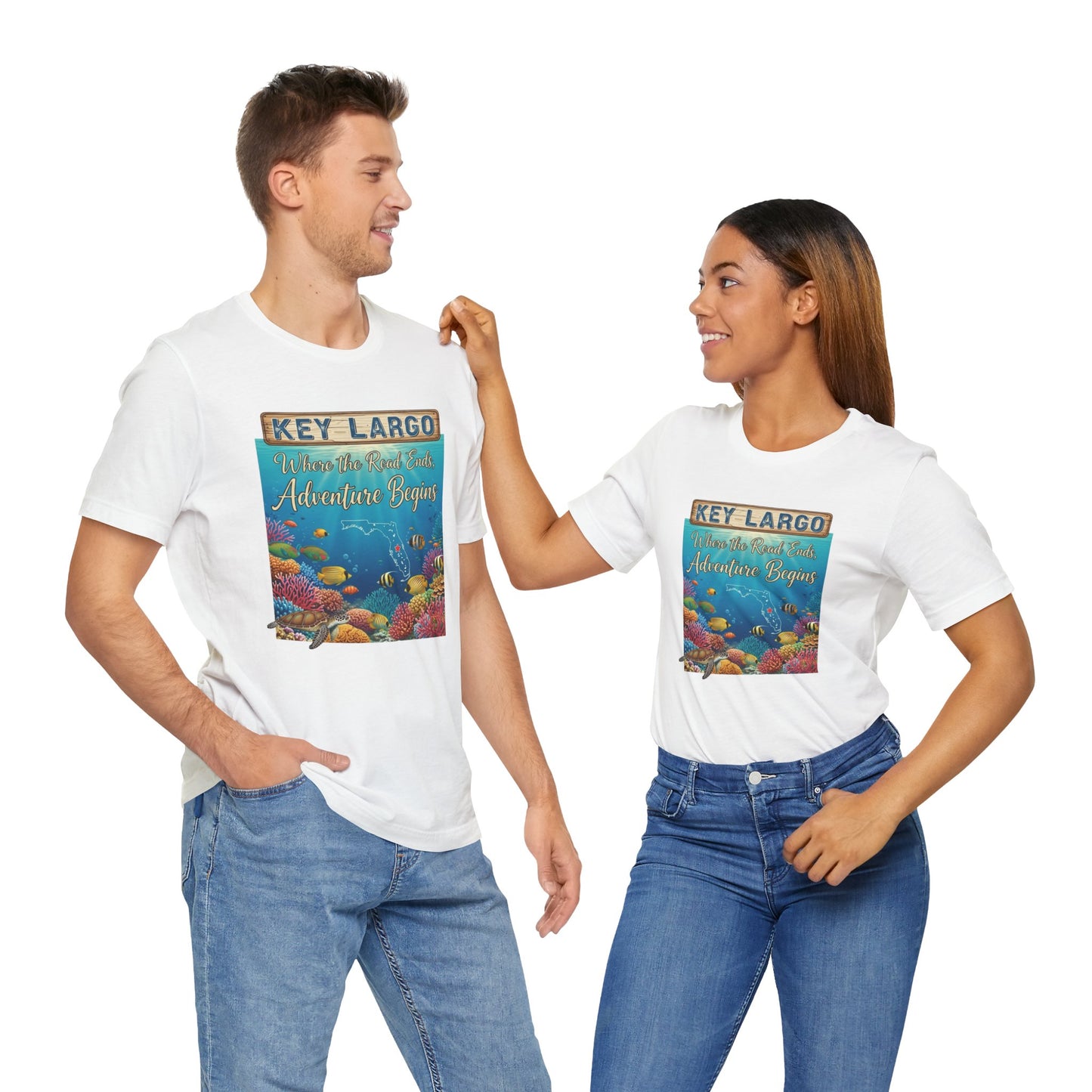 FLORIDA KEYS COLLECTION Key Largo Adventure Begins Tee, Unisex T-Shirt, Beachwear