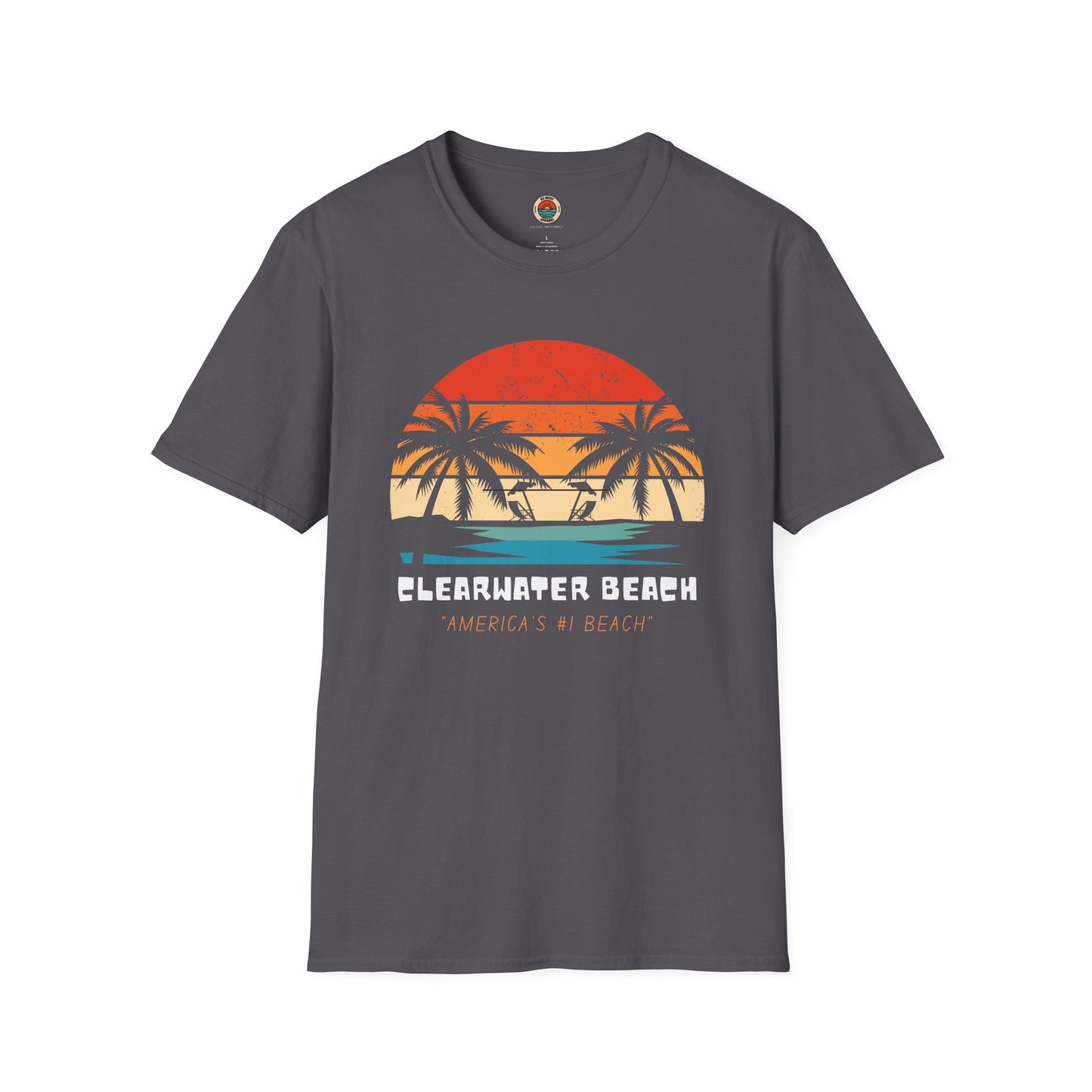 Clearwater Beach Unisex Softstyle T-Shirt - Vintage Sunset Design