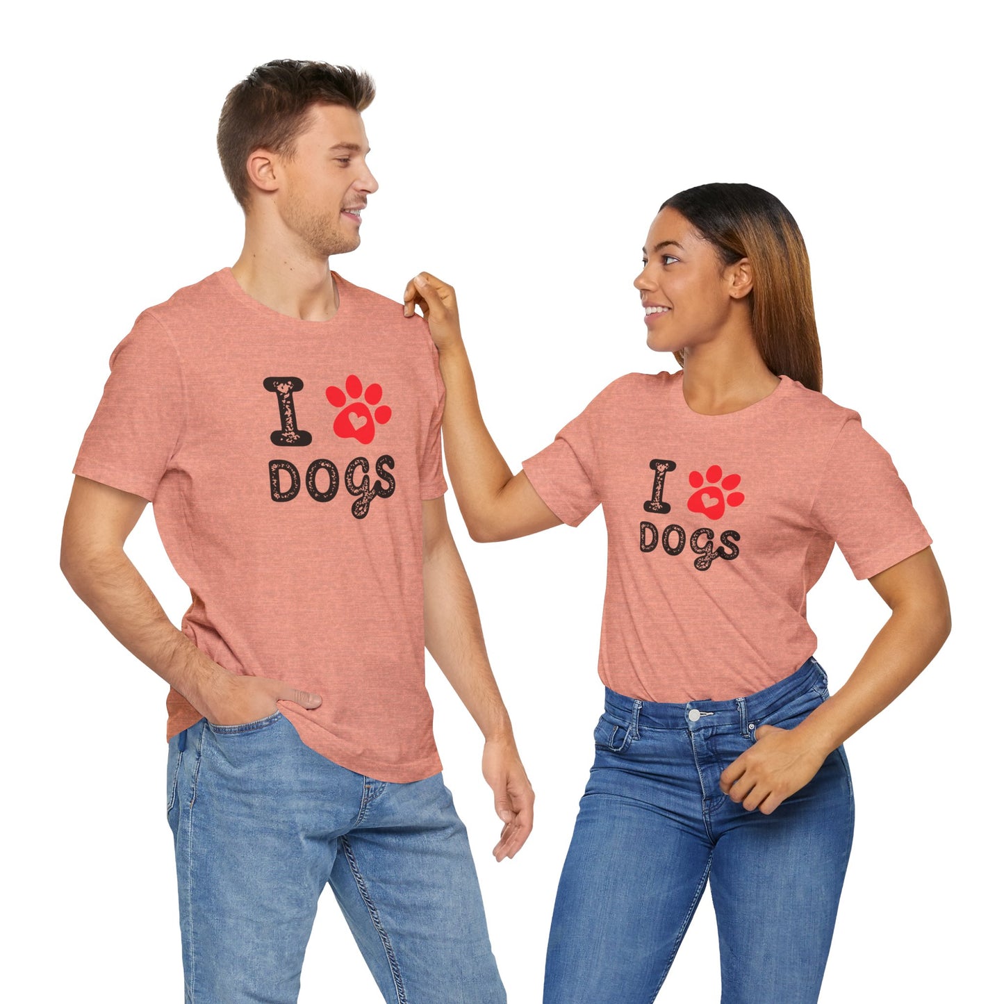 I Love Dogs Short Sleeve Tee, Dog Lover T-Shirt, Animal Lover Gift, Pet Parent Apparel