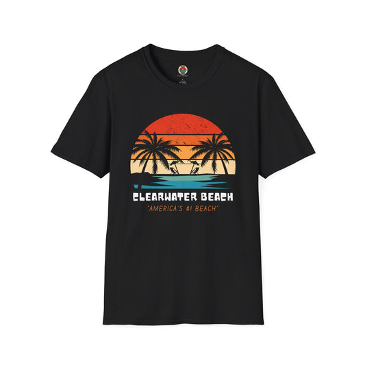 Clearwater Beach Unisex Softstyle T-Shirt - Vintage Sunset Design