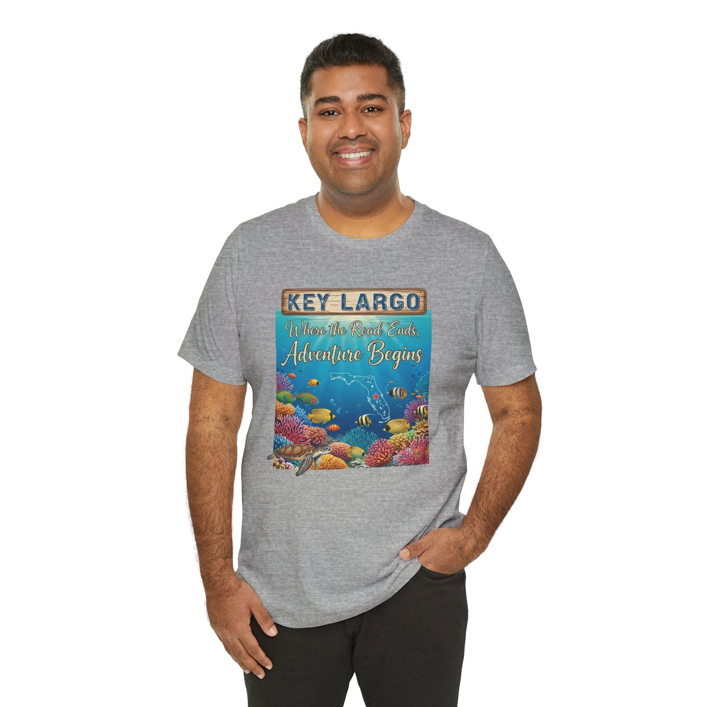 FLORIDA KEYS COLLECTION Key Largo Adventure Begins Tee, Unisex T-Shirt, Beachwear