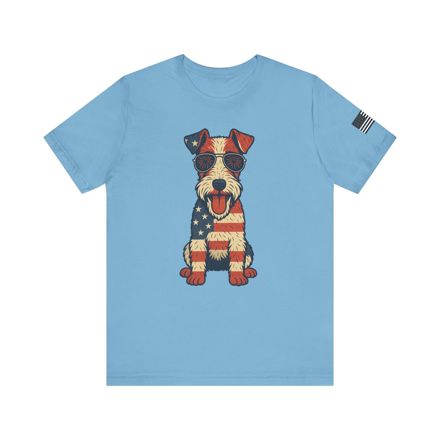 Patriotic Wire Fox Terrier Dog Tee - Unisex Jersey Short Sleeve T-Shirt