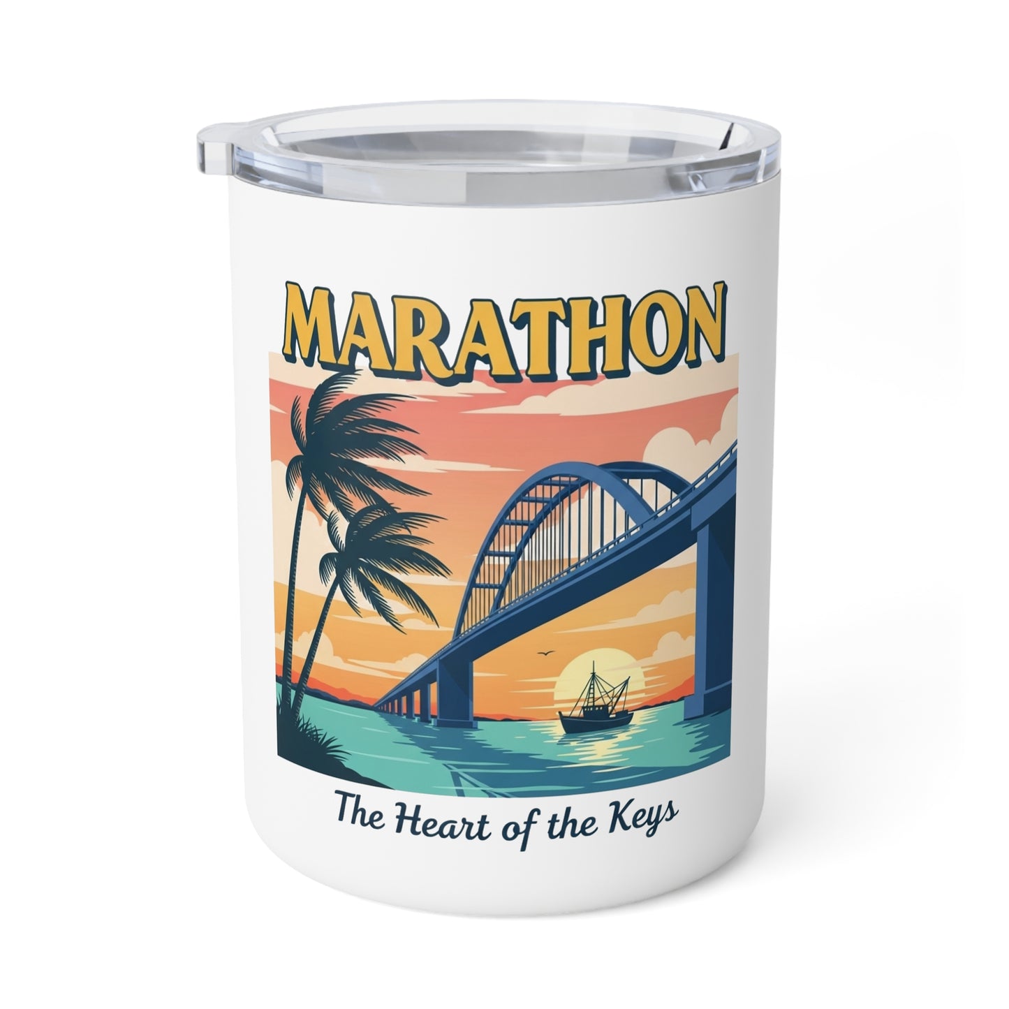 Marathon Themed Insulated Coffee Mug - 10oz, Tropical Vibes, Travel Mug, Gift for Coffee Lovers, Beach Decor, Vacation Souvenir