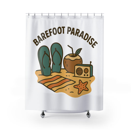 Beach-Themed Shower Curtain, Tropical Home Decor, Nautical Bathroom Accessory