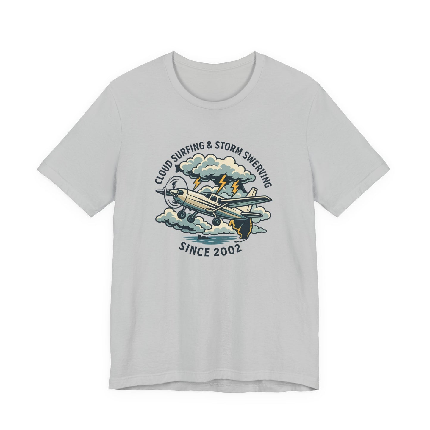 Cloud Surfing & Storm Chasing Tee, Unisex Short Sleeve Shirt, Airplane Graphic