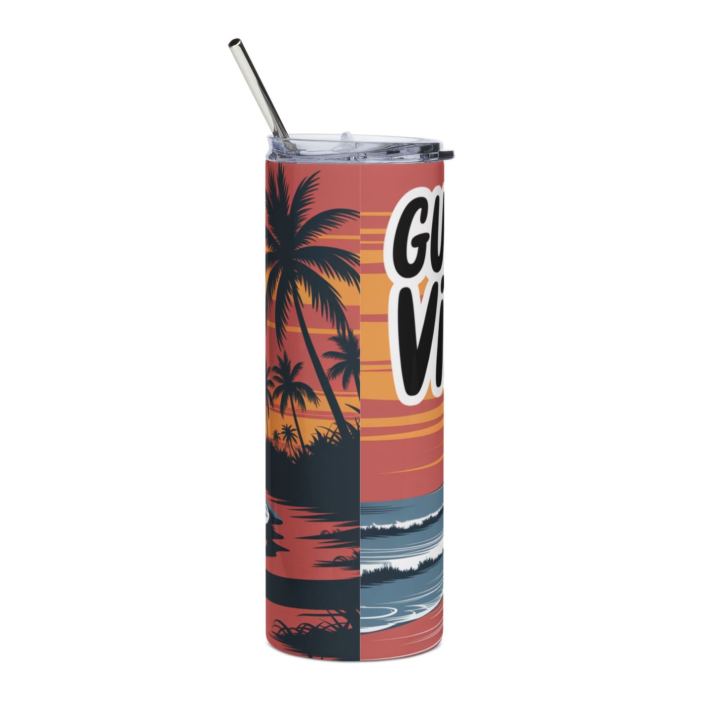 Gulf Coast Vibes Tumbler, Stainless Steel 20oz Travel Mug, Perfect for Beach Lovers, Summer Parties
