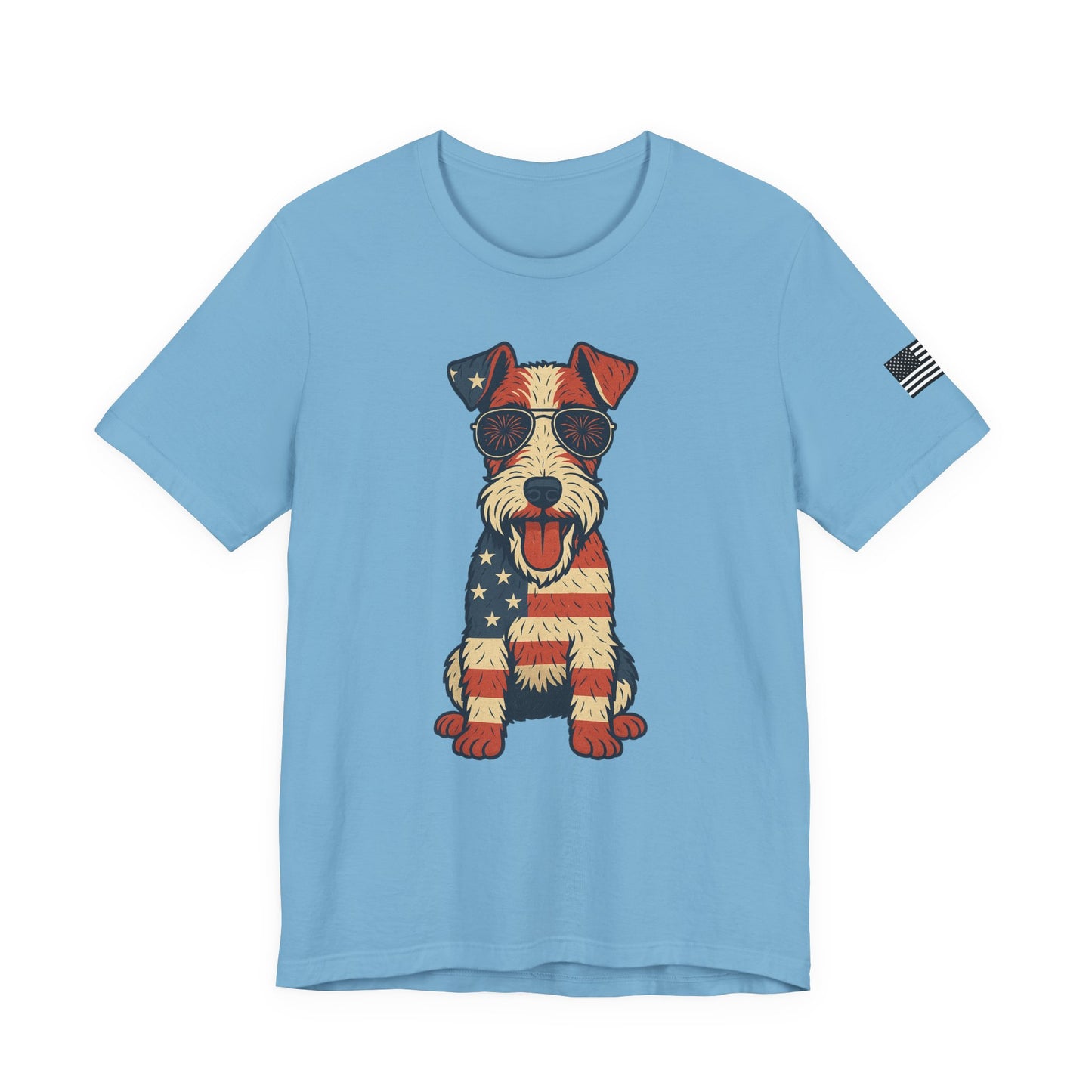 Patriotic Wire Fox Terrier Dog Tee - Unisex Jersey Short Sleeve T-Shirt