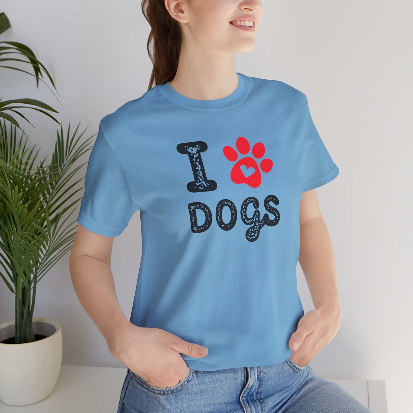 I Love Dogs Short Sleeve Tee, Dog Lover T-Shirt, Animal Lover Gift, Pet Parent Apparel