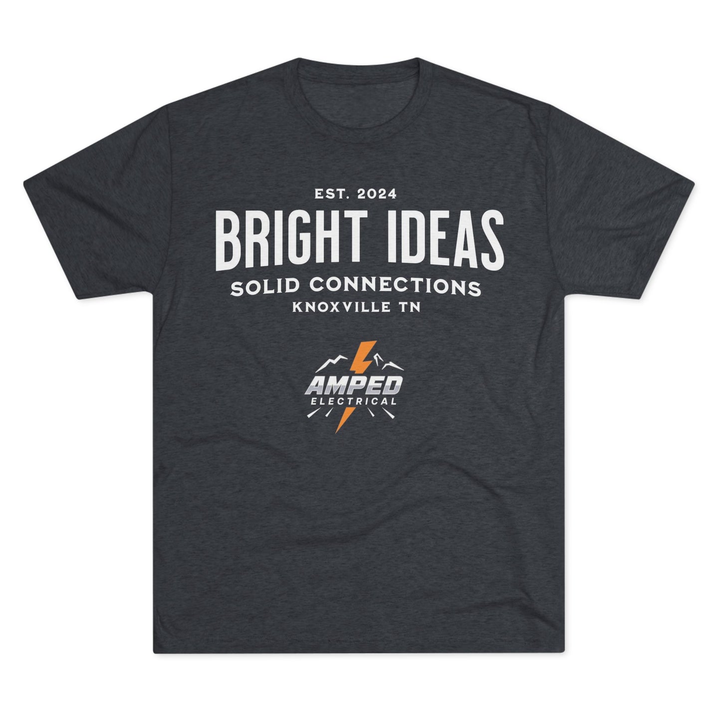 AMPED ELECTRICAL Unisex Tri-Blend Crew Tee with 'Bright Ideas' for Electricians, Stylish Workwear