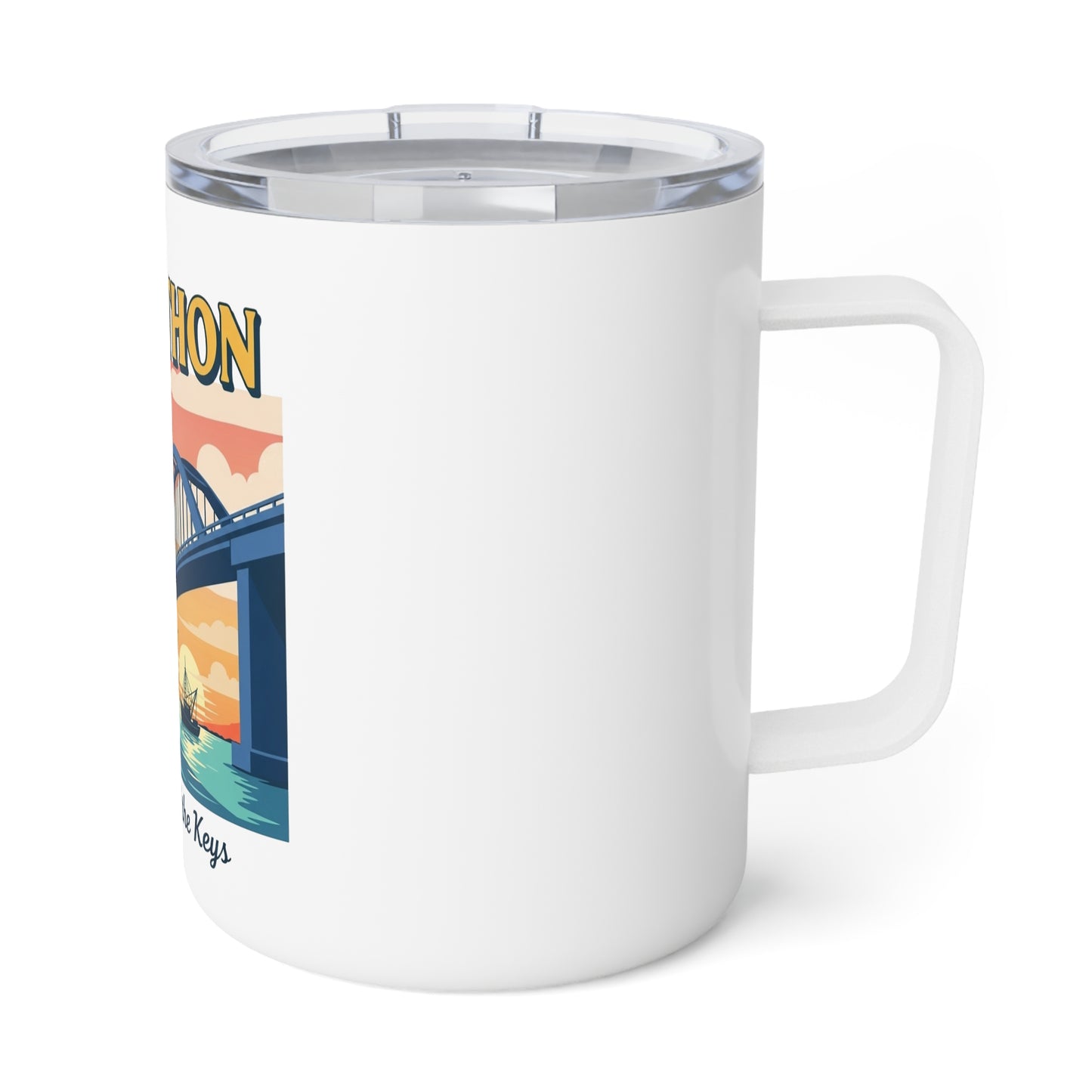 Marathon Themed Insulated Coffee Mug - 10oz, Tropical Vibes, Travel Mug, Gift for Coffee Lovers, Beach Decor, Vacation Souvenir