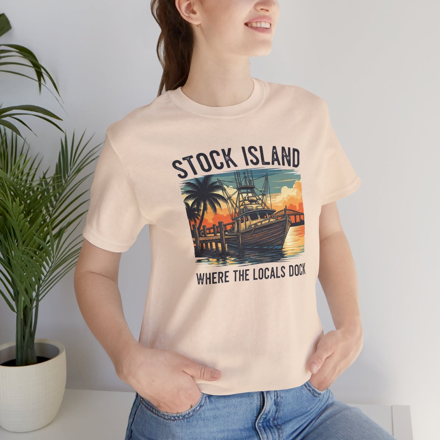 FLORIDA KEYS COLLECTION Stock Island Sunset Tee | Unisex Jersey Short Sleeve Shirt for Beach Lovers, Casual Outings
