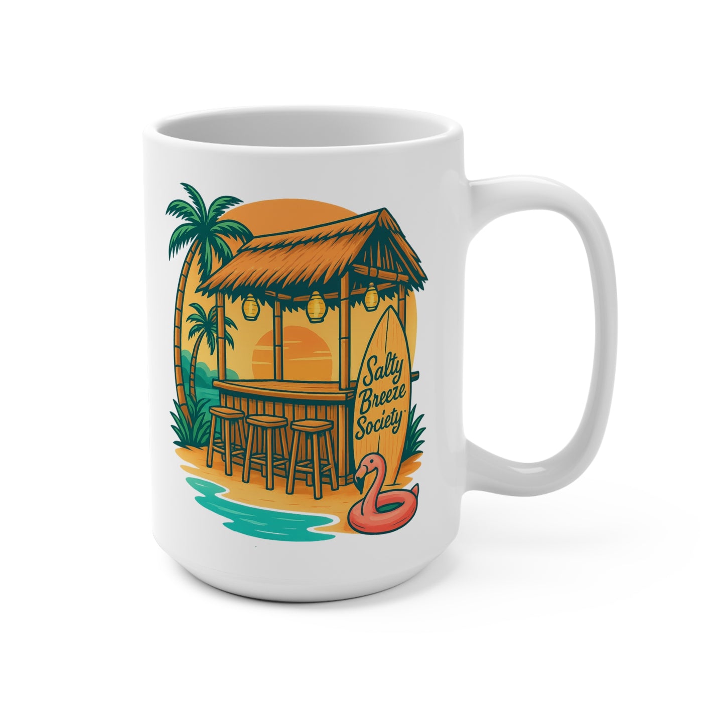Tropical Paradise Mug - Salty Breeze Society Design | 15oz Ceramic Coffee Cup