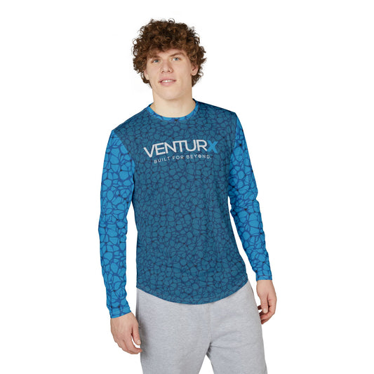 VENTURX™ Coastal Blue Men's UV Protection Long Sleeve Surf Shirt