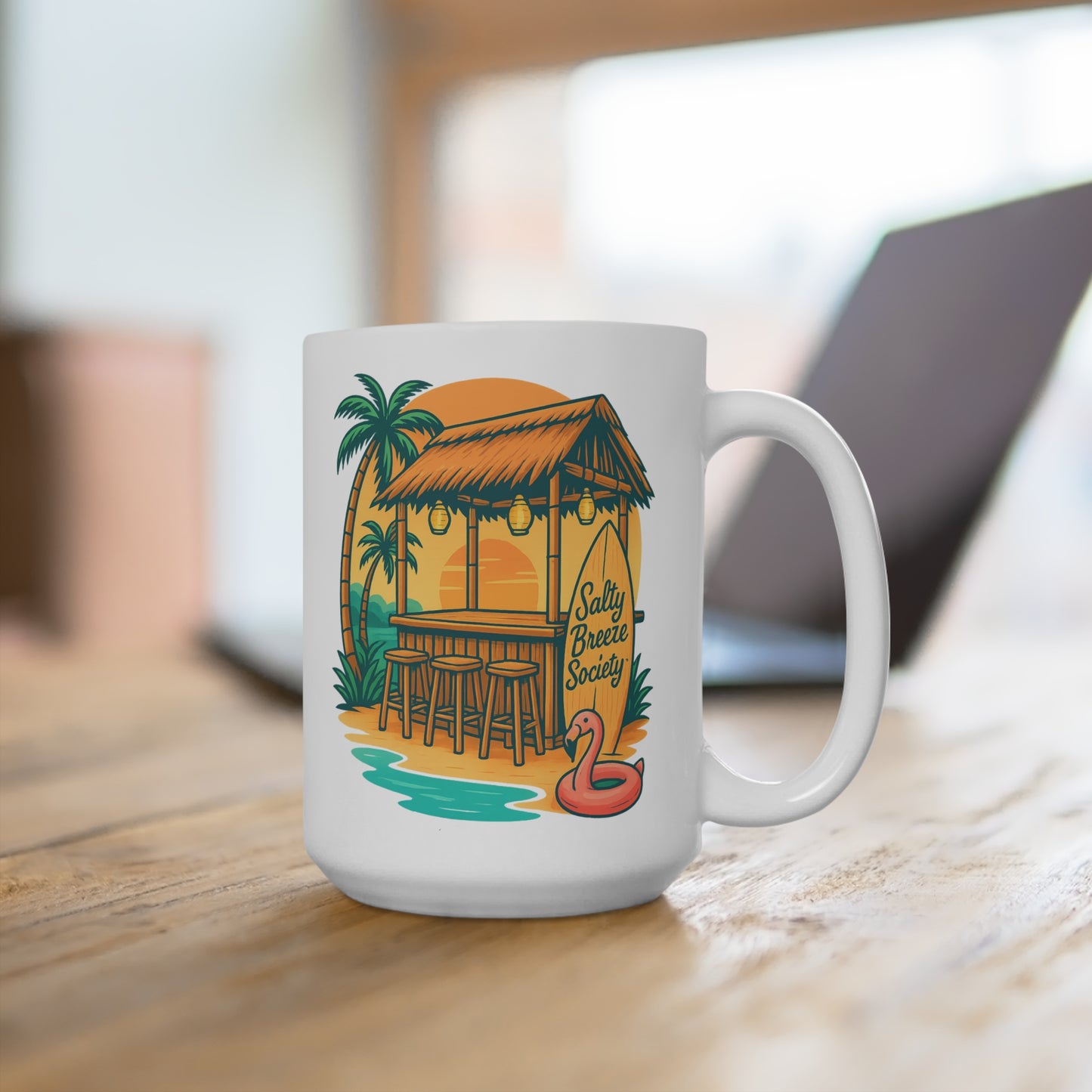 Tropical Paradise Mug - Salty Breeze Society Design | 15oz Ceramic Coffee Cup