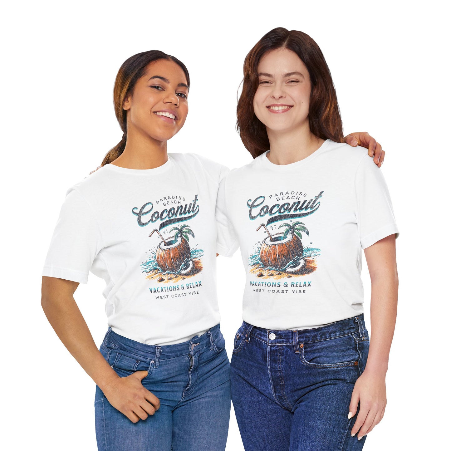 Beach Vibes Tee - Unisex Jersey Short Sleeve Shirt with Coconut Design, Tropical Summer Style, Vacation Apparel