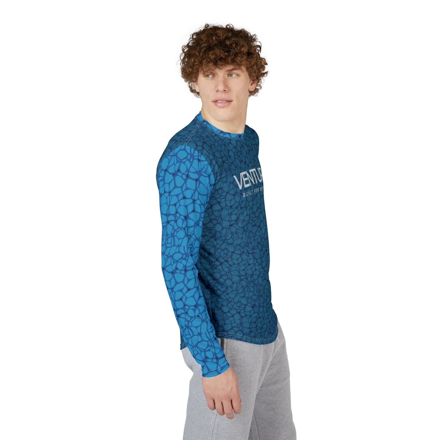 VENTURX™ Coastal Blue Men's UV Protection Long Sleeve Surf Shirt