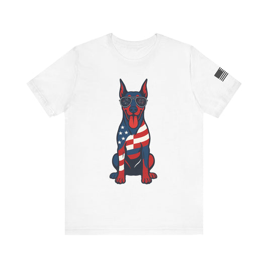Patriotic Doberman Dog Tee, Unisex Graphic Shirt for Dog Lovers