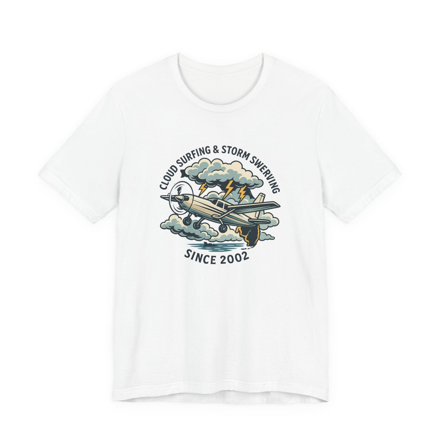 Cloud Surfing & Storm Chasing Tee, Unisex Short Sleeve Shirt, Airplane Graphic