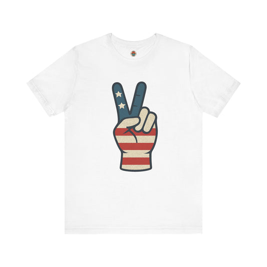 Vintage Peace Sign American Flag Tee, Unisex Tee, Fourth of July Shirt