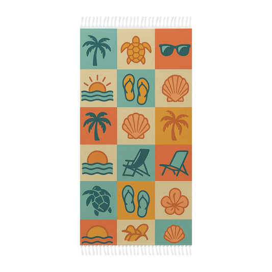 Boho Beach Towel - Sun & Sea Vibes, Ideal for Summer, Yoga, Pool Days