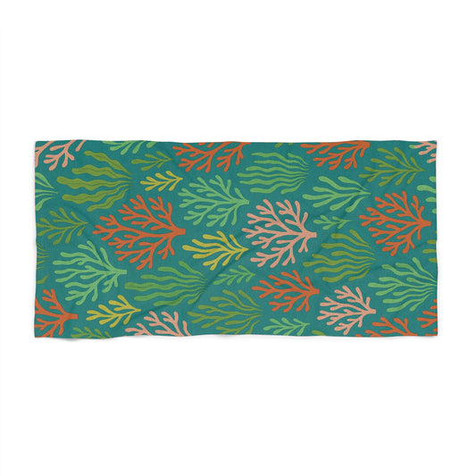 Colorful Coral Pattern Beach Towel - Perfect for Summer Days and Poolside Fun