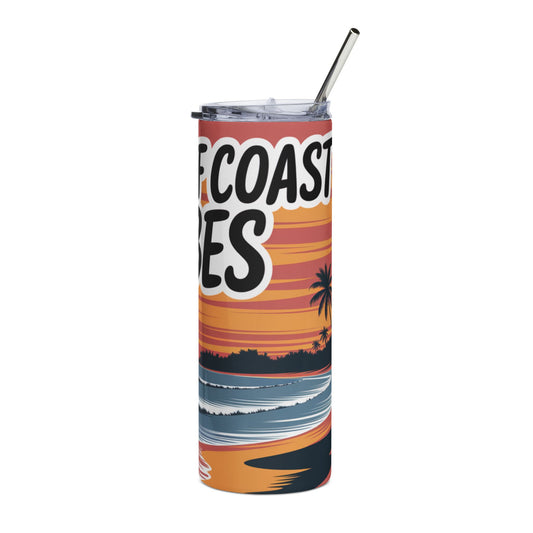 Gulf Coast Vibes Tumbler, Stainless Steel 20oz Travel Mug, Perfect for Beach Lovers, Summer Parties