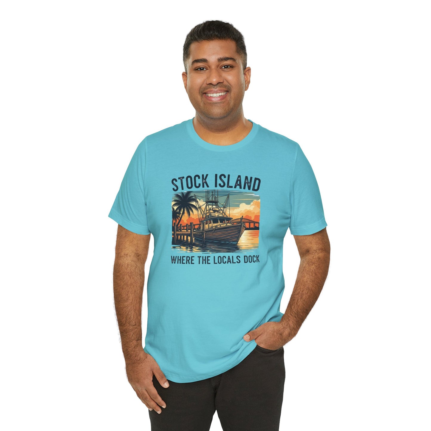 FLORIDA KEYS COLLECTION Stock Island Sunset Tee | Unisex Jersey Short Sleeve Shirt for Beach Lovers, Casual Outings