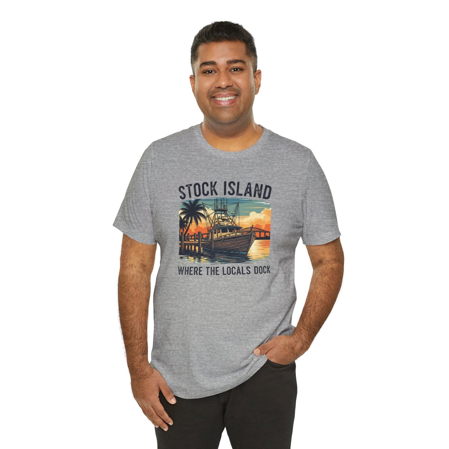 FLORIDA KEYS COLLECTION Stock Island Sunset Tee | Unisex Jersey Short Sleeve Shirt for Beach Lovers, Casual Outings