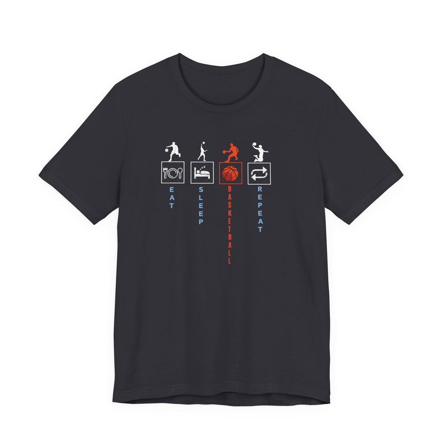 Basketball Lifestyle Tee - Eat Sleep Basketball Repeat Unisex Jersey S/S Tee