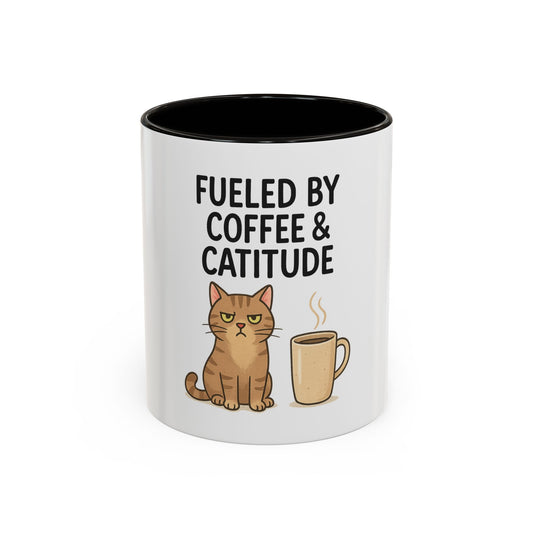 Funny Cat Mug - Fueled by Coffee & Cattitude - Perfect Gift for Cat Lovers