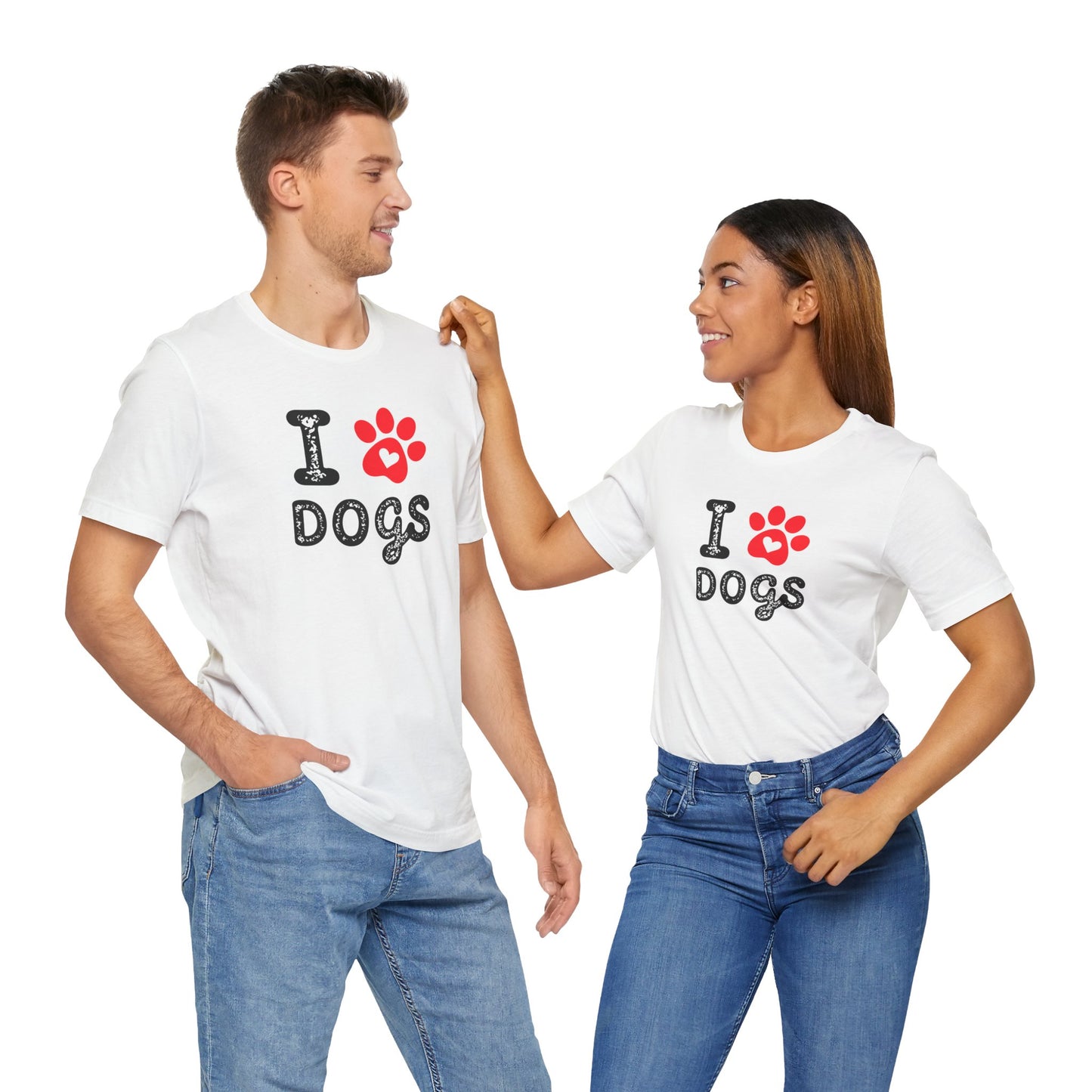 I Love Dogs Short Sleeve Tee, Dog Lover T-Shirt, Animal Lover Gift, Pet Parent Apparel