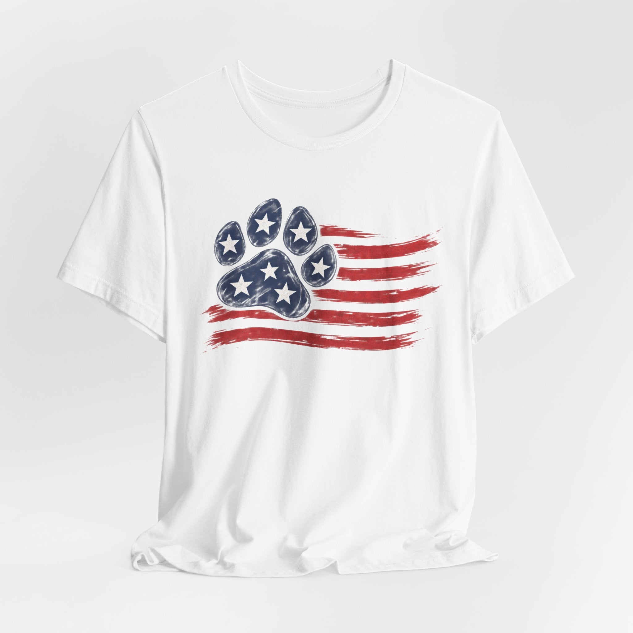 American Flag Paw Print T-Shirt — Patriotic Dog Lover Tee