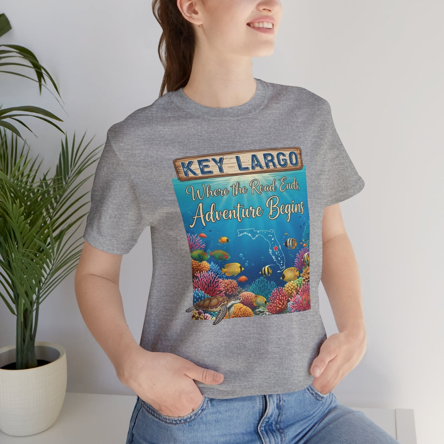 FLORIDA KEYS COLLECTION Key Largo Adventure Begins Tee, Unisex T-Shirt, Beachwear