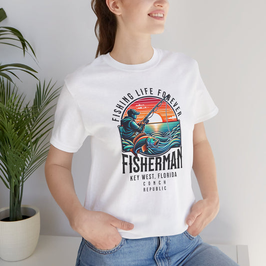 Fishing Life Forever Unisex Tee, Fishing Gift, Fisherman Shirt, Fishing Lover Apparel, Outdoor Adventure Clothing