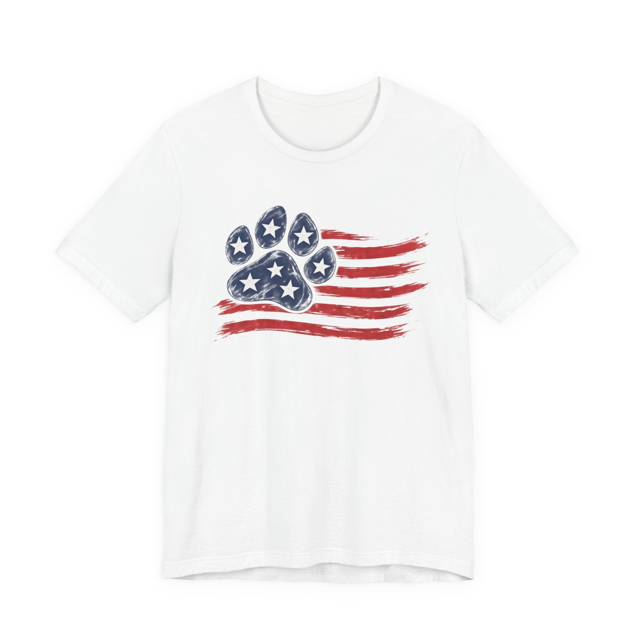 American Flag Paw Print T-Shirt — Patriotic Dog Lover Tee