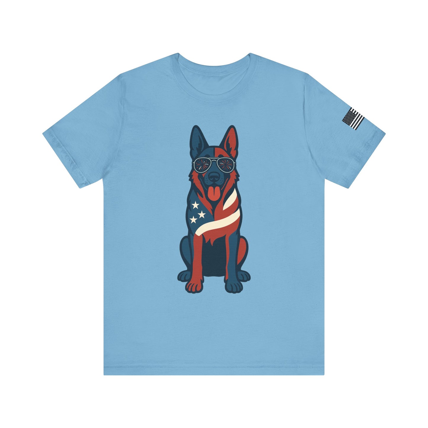 Patriotic German Shepherd Dog Tee, Cool Dog Shirt, Men's Women's Graphic T-Shirt