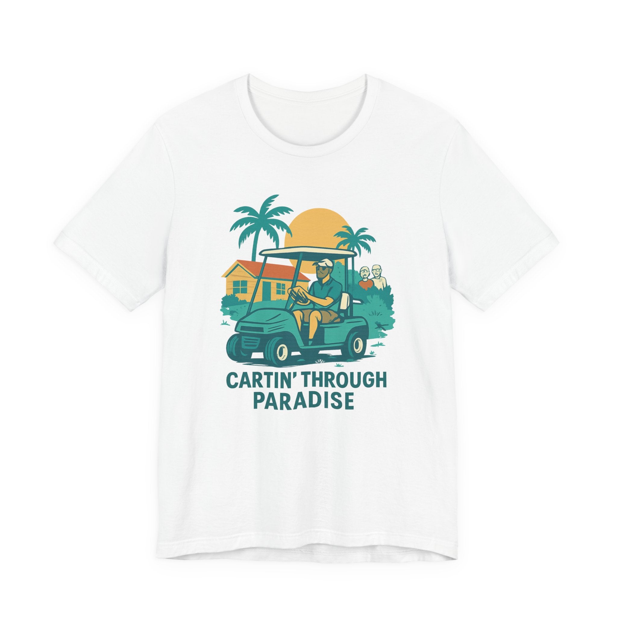 Unisex Golf Tee - 'Cartin' Through Paradise' - Fun Summer Vibe for Golf Lovers