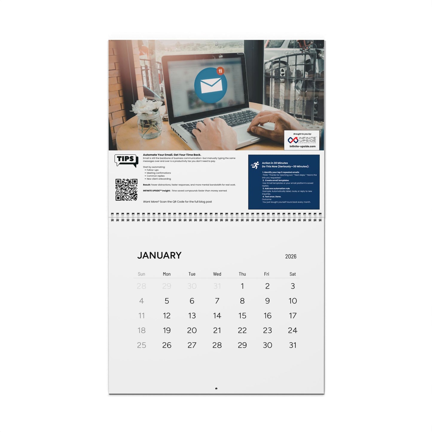 2026 Wall Calendar – INFINITE UPSIDE™ AI & Business Tips & Tools for Maximum Productivity