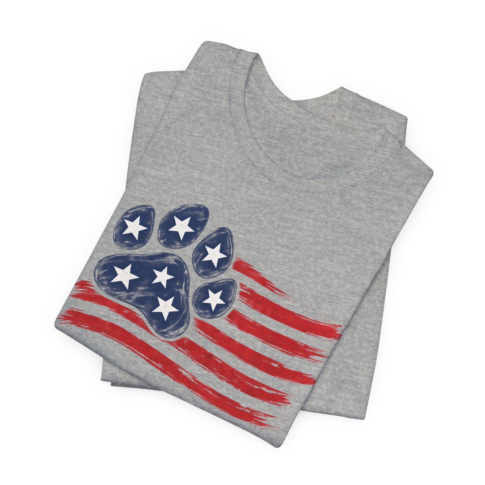American Flag Paw Print T-Shirt — Patriotic Dog Lover Tee