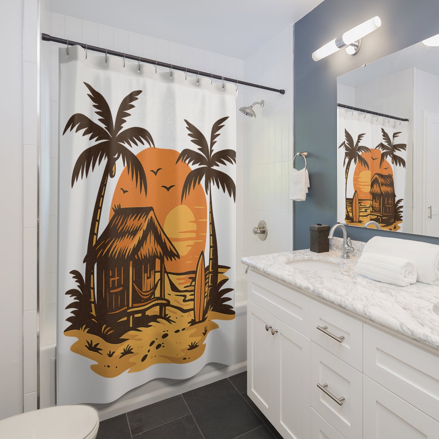 Tropical Beach Shower Curtain | Coastal Home Decor, Bathroom Accessories