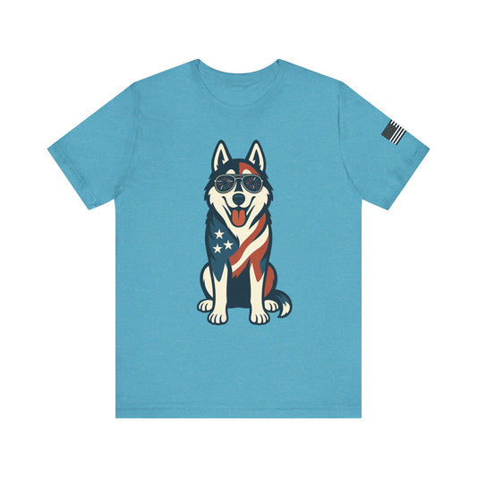 Patriotic Siberian Husky Dog Tee, Unisex T-Shirt, Independence Day Gift