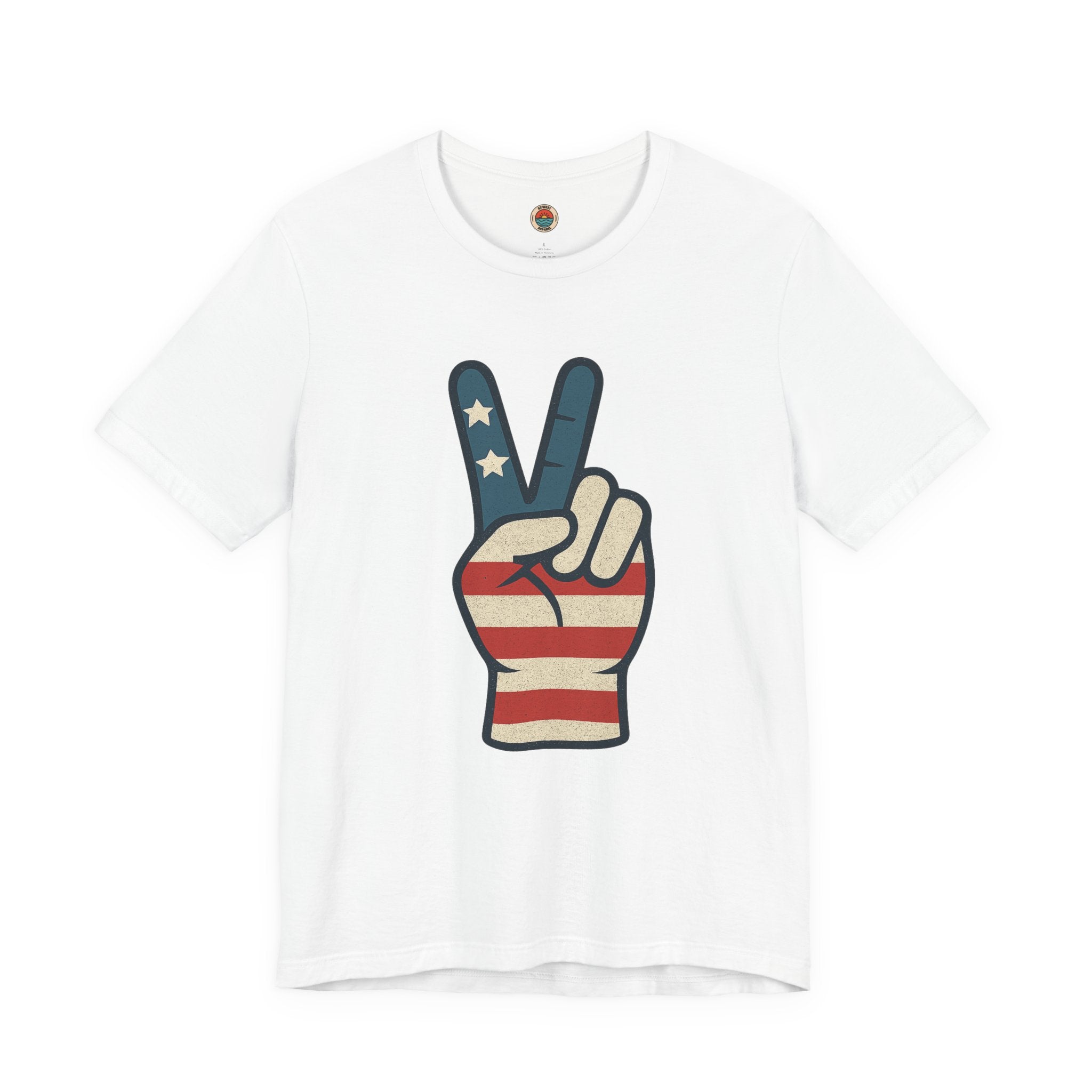 Vintage Peace Sign American Flag Tee, Unisex Tee, Fourth of July Shirt
