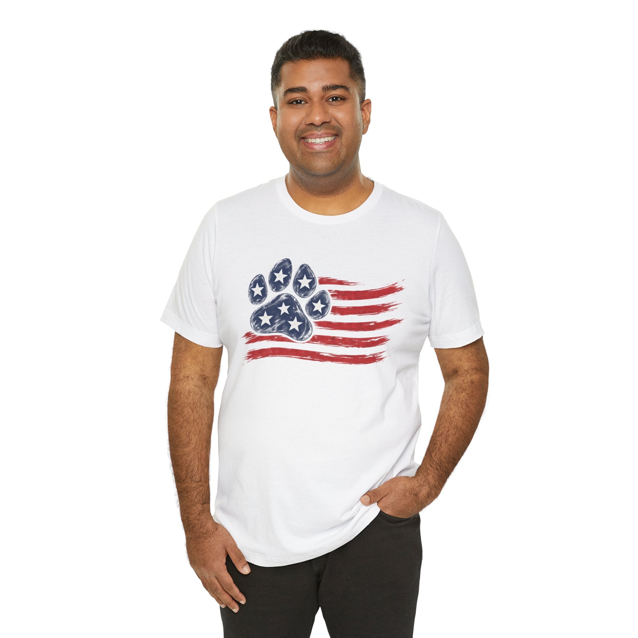 American Flag Paw Print T-Shirt — Patriotic Dog Lover Tee