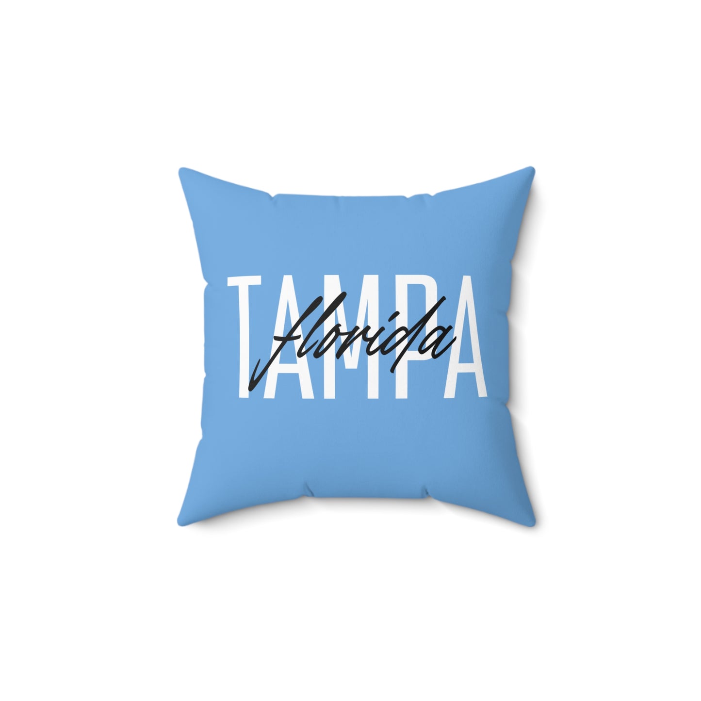 Tampa Florida Decorative Pillow, Blue Square Cushion, Coastal Decor, Home Accent