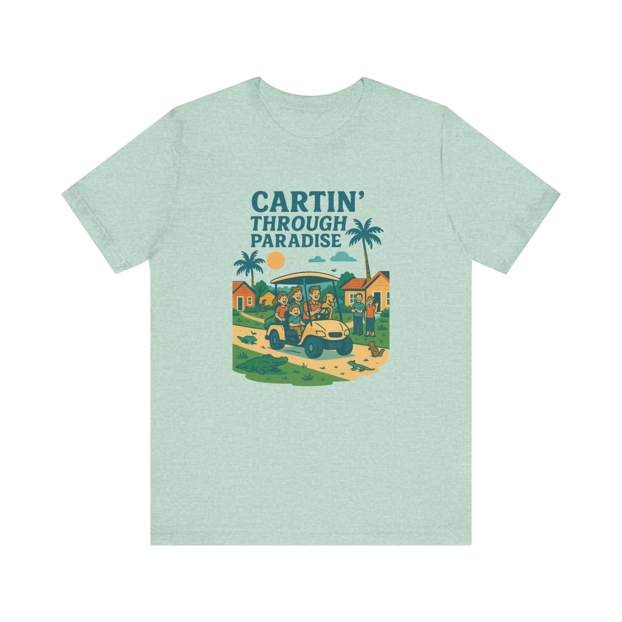 Cartin' Through Paradise Tee, Fun Vacation Shirt, Summer Casual Wear