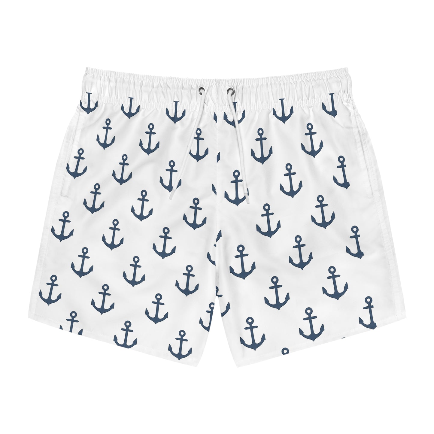 Nautical Swim Trunks for Beach Days, Anchor Print Bathing Suit, Summer Swimwear