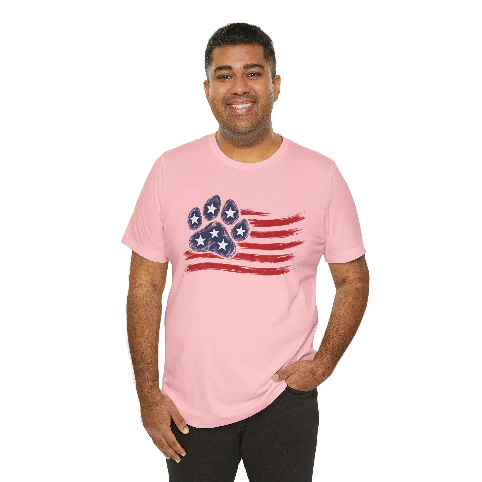 American Flag Paw Print T-Shirt — Patriotic Dog Lover Tee