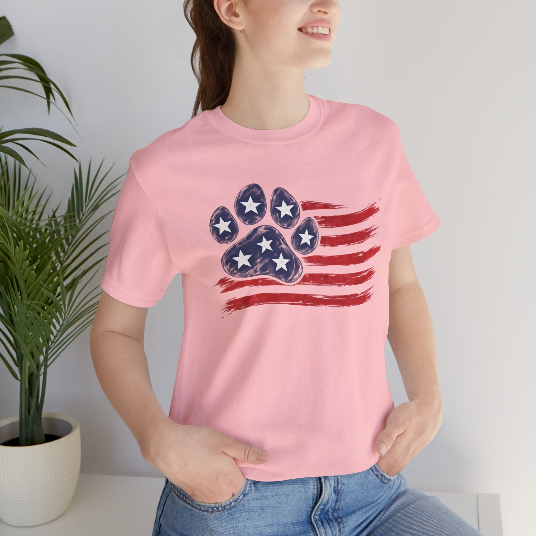 American Flag Paw Print T-Shirt — Patriotic Dog Lover Tee