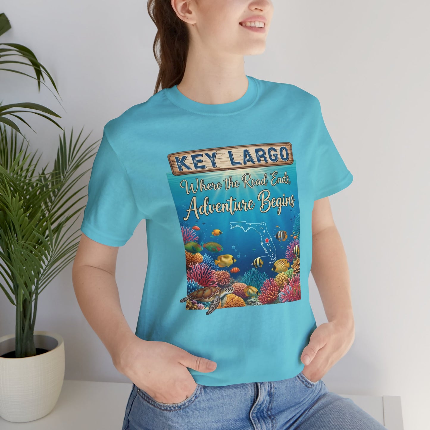 FLORIDA KEYS COLLECTION Key Largo Adventure Begins Tee, Unisex T-Shirt, Beachwear